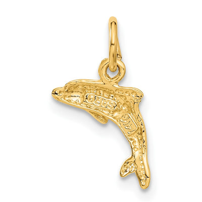14K Dolphin Pendant, 15 x 13mm
