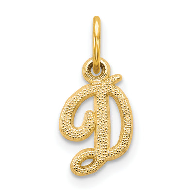 14Ky Script Letter Initial Charm, 13.35 x 8.58mm