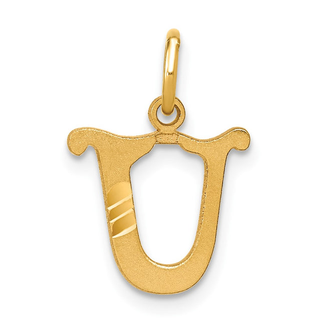 14K gold letter U charm