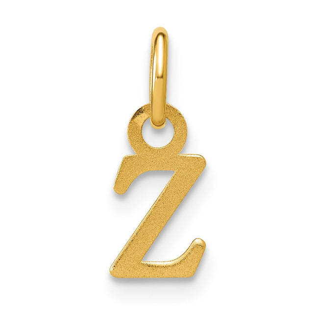 14K Yellow Gold Satin Diamond-cut Letter Z Initial Charm