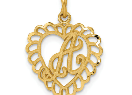 14k Heart Letter Charm