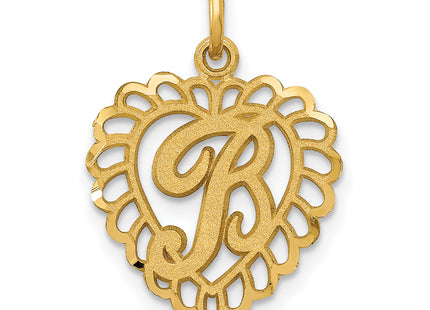 14k Heart Letter Charm