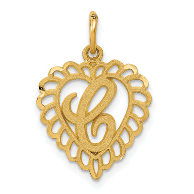 14K Heart Letter Charm