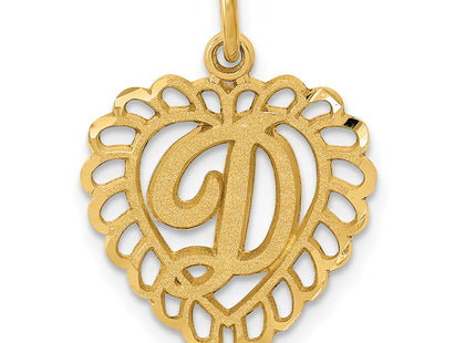14k Heart Letter Charm