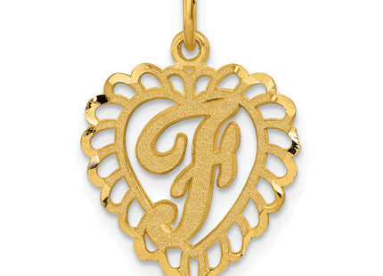 14k Heart Letter Charm