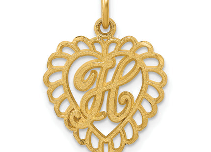 14k Heart Letter Charm