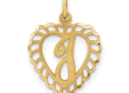 14k Heart Letter Charm
