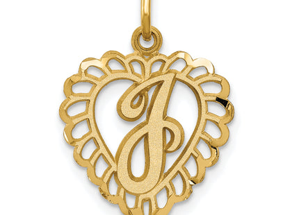 14k Heart Letter Charm