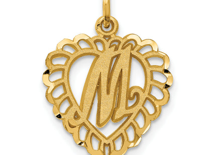 14k Heart Letter Charm