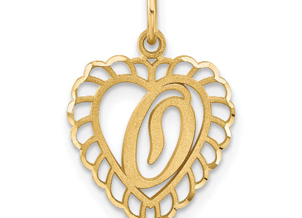 14k Heart Letter Charm