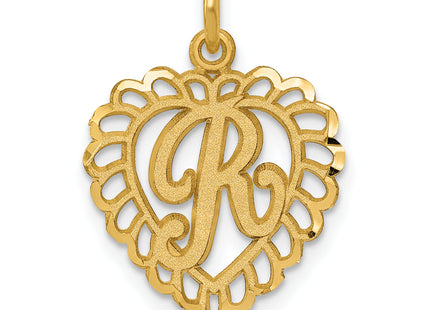 14k Heart Letter Charm