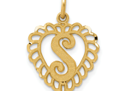 14k Heart Letter Charm