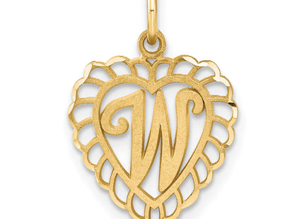 14k Heart Letter Charm