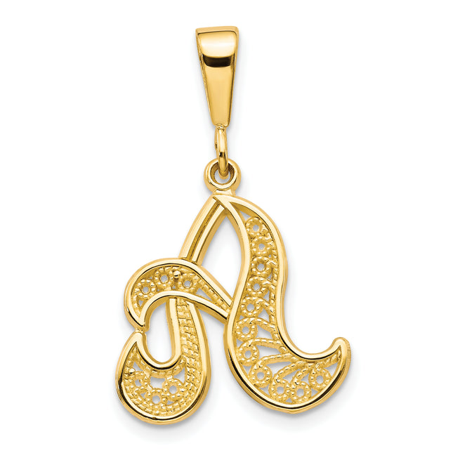 14K yellow gold initial pendant, additional view