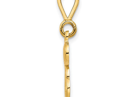 14K Yellow Gold Polished Script Filigree Initial Letter Pendant Necklace (Style C569E)