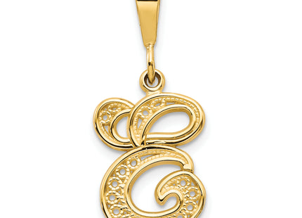 14KY Polished Script Filigree Letter Initial Pendant