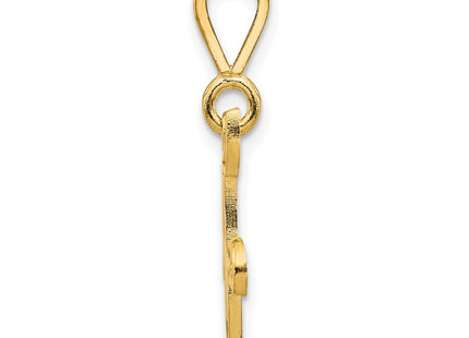 14K Yellow Gold Polished Script Filigree Initial Letter Pendant Necklace (Style C569F)