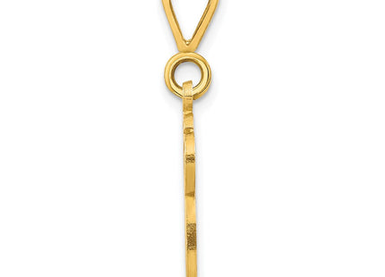 14K Yellow Gold Polished Script Filigree Initial Letter Pendant Necklace (Style C569G)