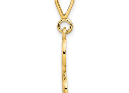 14K Yellow Gold Polished Script Filigree Initial Letter Pendant Necklace (Style C569H)