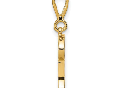 14K Yellow Gold Polished Script Filigree Initial Letter Pendant Necklace (Style C569I)