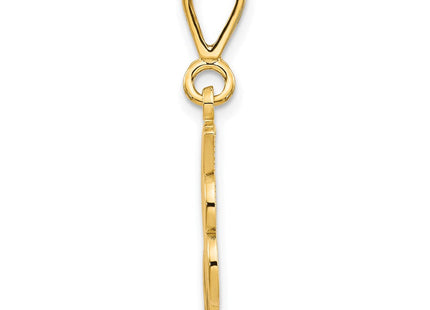 14K Yellow Gold Polished Script Filigree Initial Letter Pendant Necklace (Style C569J)