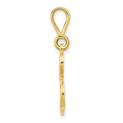 14K Yellow Gold Polished Script Filigree Letter Q Initial Pendant