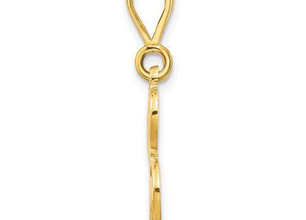 14K Yellow Gold Polished Script Filigree Initial Letter Pendant Necklace (Style C569L)