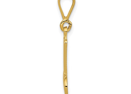 14K Yellow Gold Polished Script Filigree Initial Letter Pendant Necklace (Style C569M)