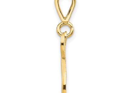 14K Yellow Gold Polished Script Filigree Initial Letter Pendant Necklace (Style C569N)