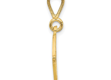 14K Yellow Gold Polished Script Filigree Initial Letter Pendant Necklace (Style C569O)