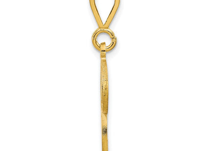 14K Yellow Gold Polished Script Filigree Initial Letter Pendant Necklace (Style C569P)