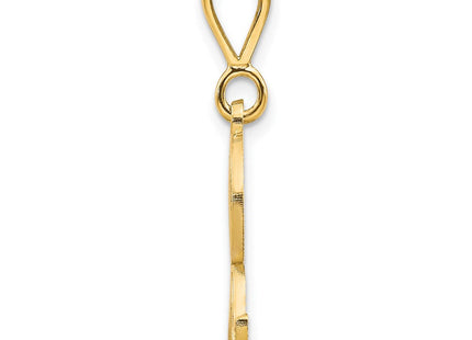14K Yellow Gold Polished Script Filigree Initial Letter Pendant Necklace (Style C569R)