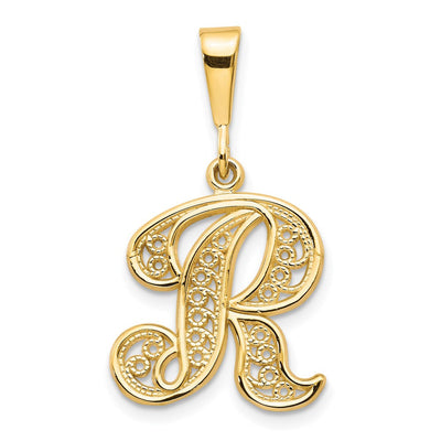14K yellow gold initial necklace