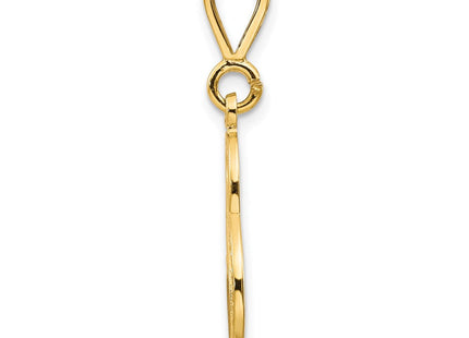14K Yellow Gold Polished Script Filigree Initial Letter Pendant Necklace (Style C569S)