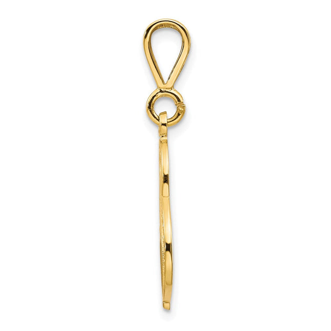 14K Yellow Gold Polished Script Filigree Initial Letter Pendant Necklace