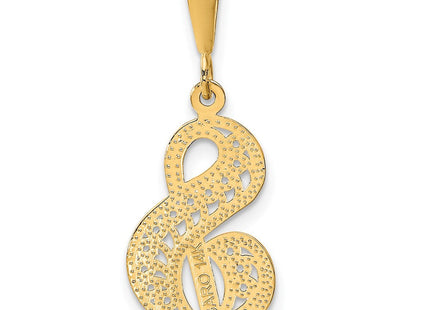 14K Yellow Gold Polished Script Filigree Initial Letter Pendant Necklace (Style C569S)