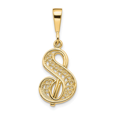 10K yellow gold letter S pendant