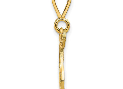 14K Yellow Gold Polished Script Filigree Initial Letter Pendant Necklace (Style C569T)