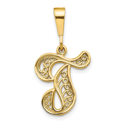 14K yellow gold initial necklace