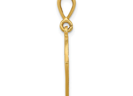 14K Yellow Gold Polished Script Filigree Initial Letter Pendant Necklace (Style C569V)