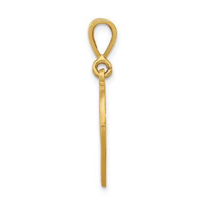 14K Yellow Gold Polished Script Filigree Initial Letter Pendant Necklace