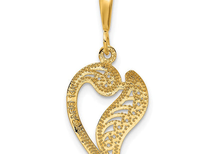 14K Yellow Gold Polished Script Filigree Initial Letter Pendant Necklace (Style C569V)