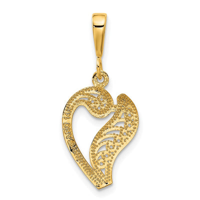 14K Yellow Gold Polished Script Filigree Initial Letter Pendant Necklace