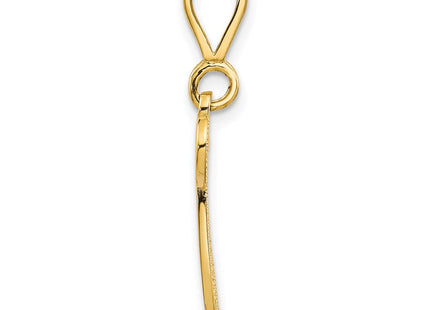 14K Yellow Gold Polished Script Filigree Initial Letter Pendant Necklace (Style C569W)
