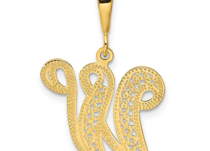 14K Yellow Gold Polished Script Filigree Initial Letter Pendant Necklace (Style C569W)