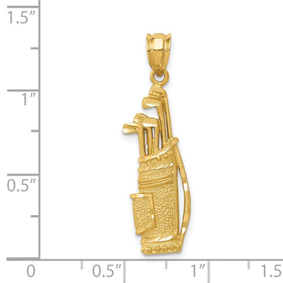 14K Golf Bag Charm, 33 x 10mm
