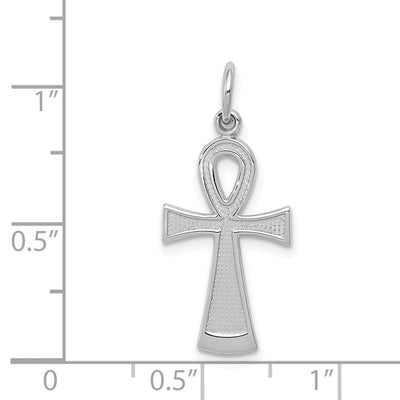 14K White Gold Ankh Cross Pendant, 26 x 12mm