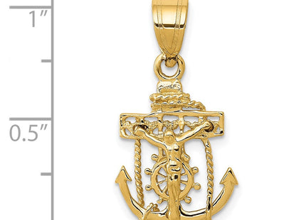14K gold cross pendant, another view