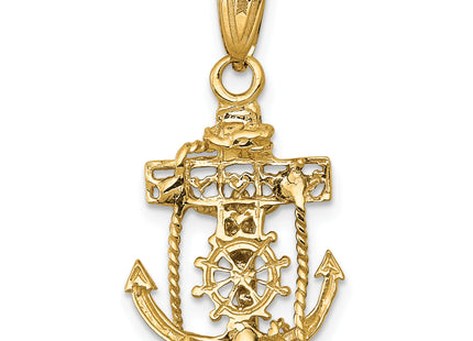 14k Two-tone Mariners Cross Pendant, 25 x 15mm