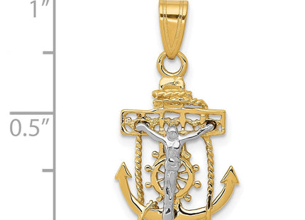 14K gold cross pendant, another view